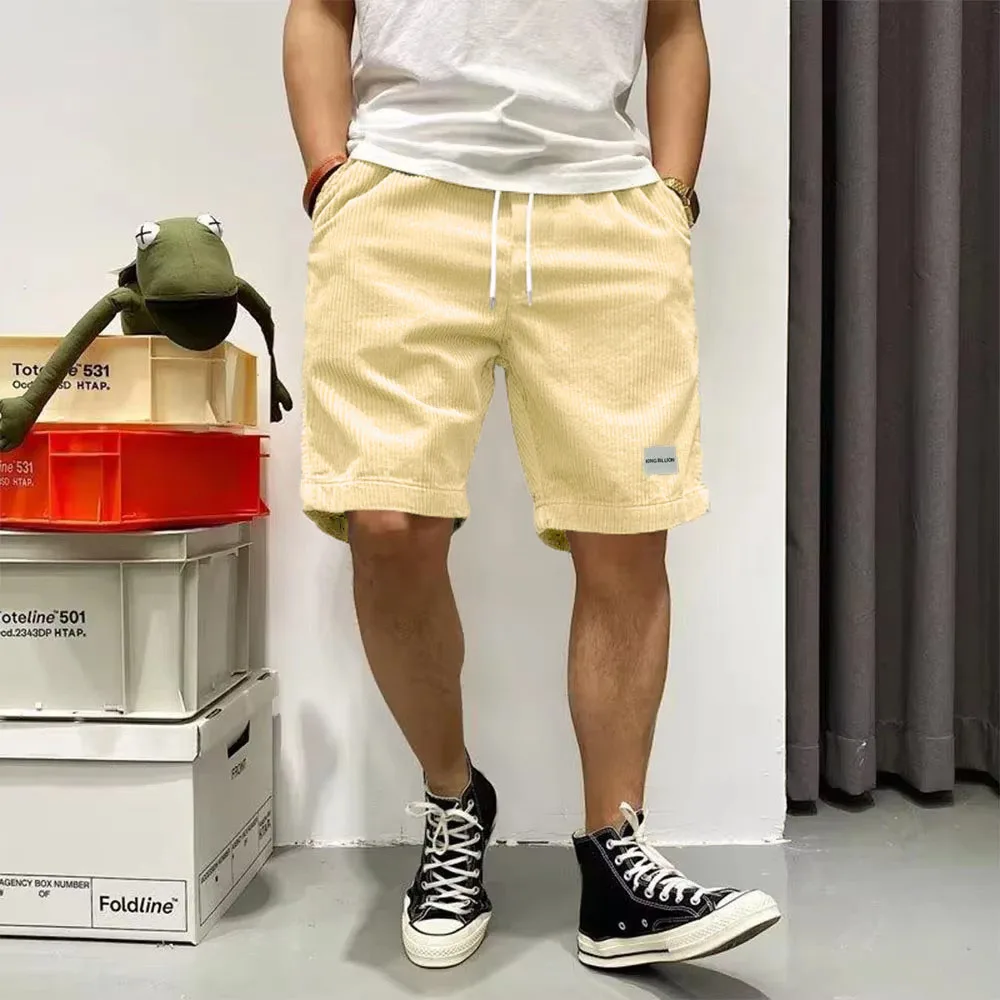 Men's Summer Shorts Corduroy Short Pants Baggy Loose Basketball Shorts Casual Male Sweatpants Elastic Waist Sports Shorts 2