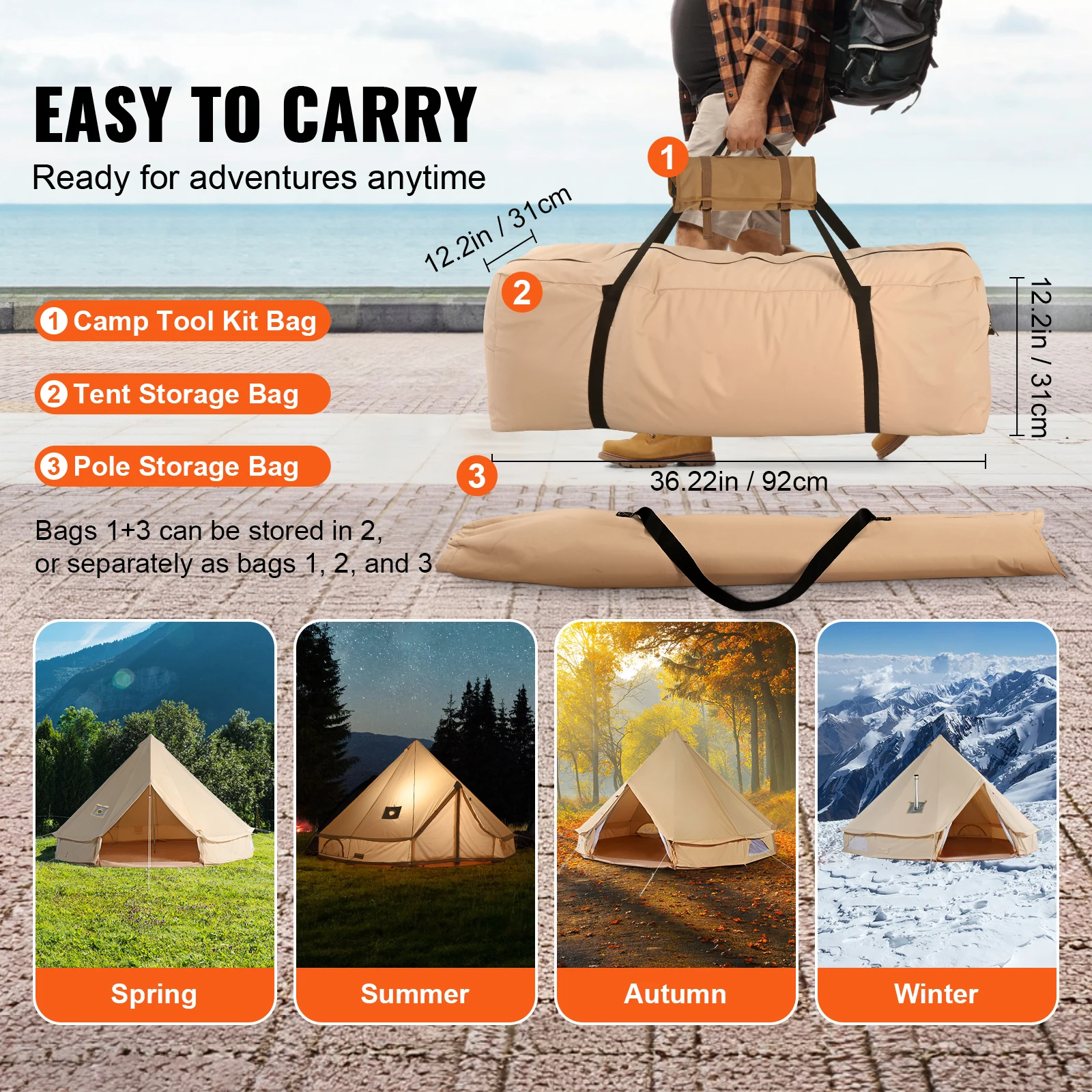 Breathable Cotton Canvas Bell Tent for Camping