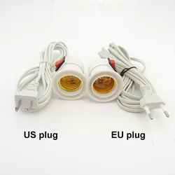 2.5m AC Power Cord Cable E27 LED Lamp bulb Bases Socket Holder EU US plug switch wire extension cable for Pendant Bulb Hanglamp