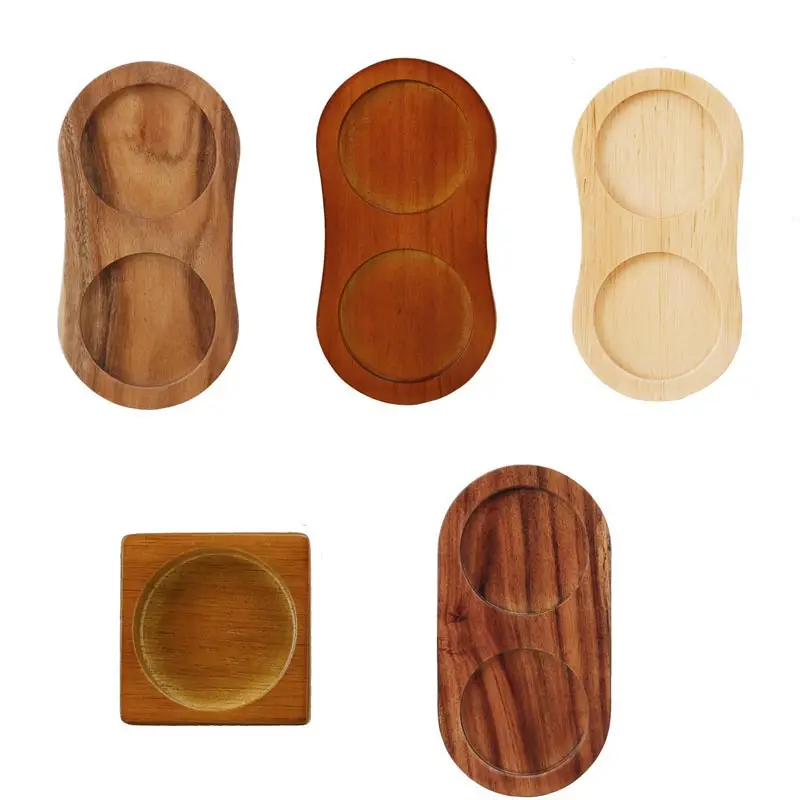 Acacia Wood Salt Pepper Mill Tray Salt Sea Spice Shaker Base Tray Tea Tray Kitchen Storage Holder Base Home Decoration Crafts salt pepper tray