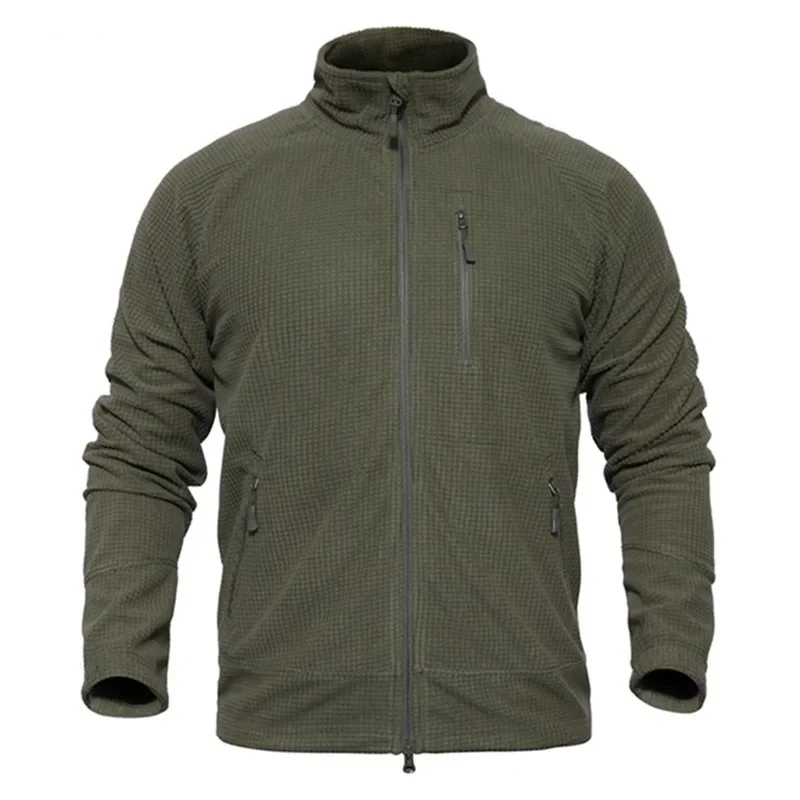 Autumn and Winter New Fleece Warm L3 Tactical Men's Jacket Solid Color Casual Loose Multi Pocket Zippered Outdoor Sports Coat