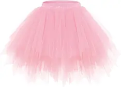 Women's Princess Luxury Tutu Dress - Retro Ballet Bubble Dance Costume - M (Pink)
