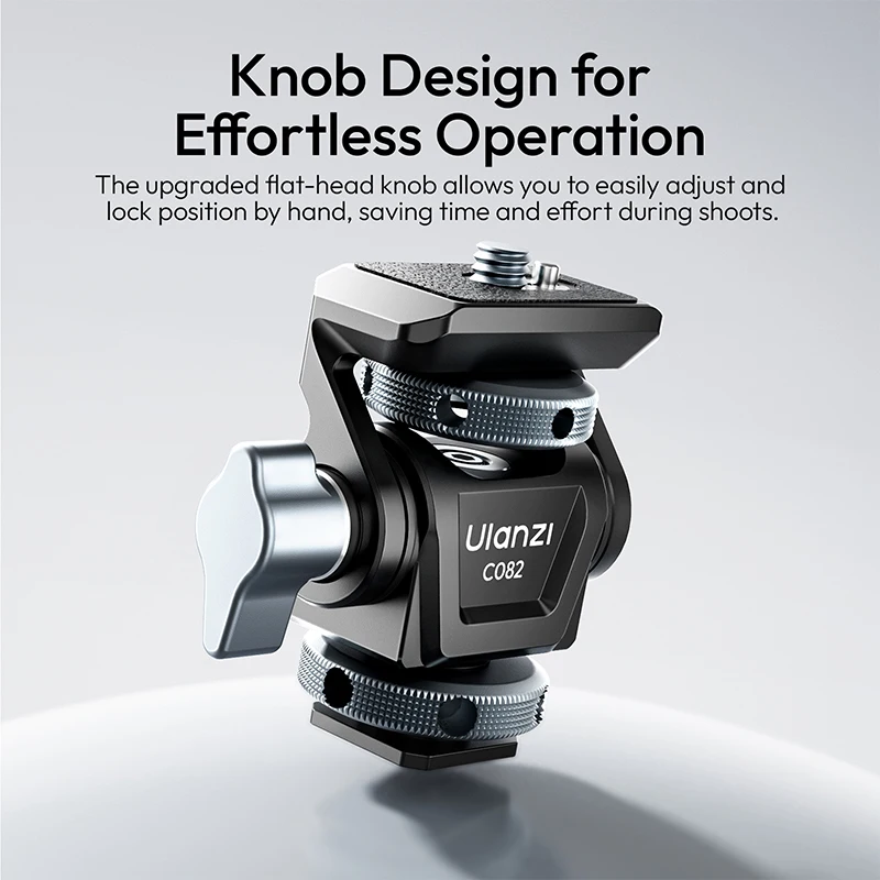 Ulanzi CO82 Adjustable Damping Ball Head Flat-Head Knob 3KG Load 360° Rotation with 1/4" Mount for Tripod Camera Photography
