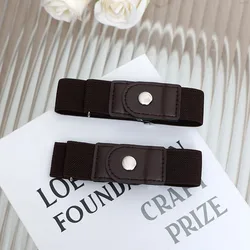 Set of 2 Elastic No - Buckle Adjustable Belts - 70cm (2PCS Brown)