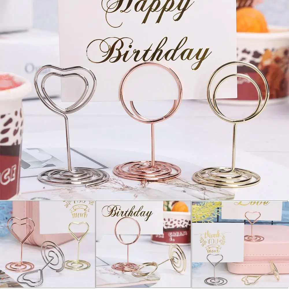 1pc Metallic Rose Gold Paper Clamp Desktop Decoration Table Numbers Holder Place Card Clamps Stand Photos Clips