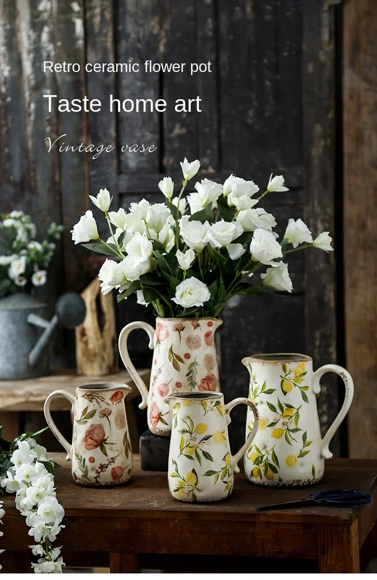 European vintage lemon ceramic vase living room decoration