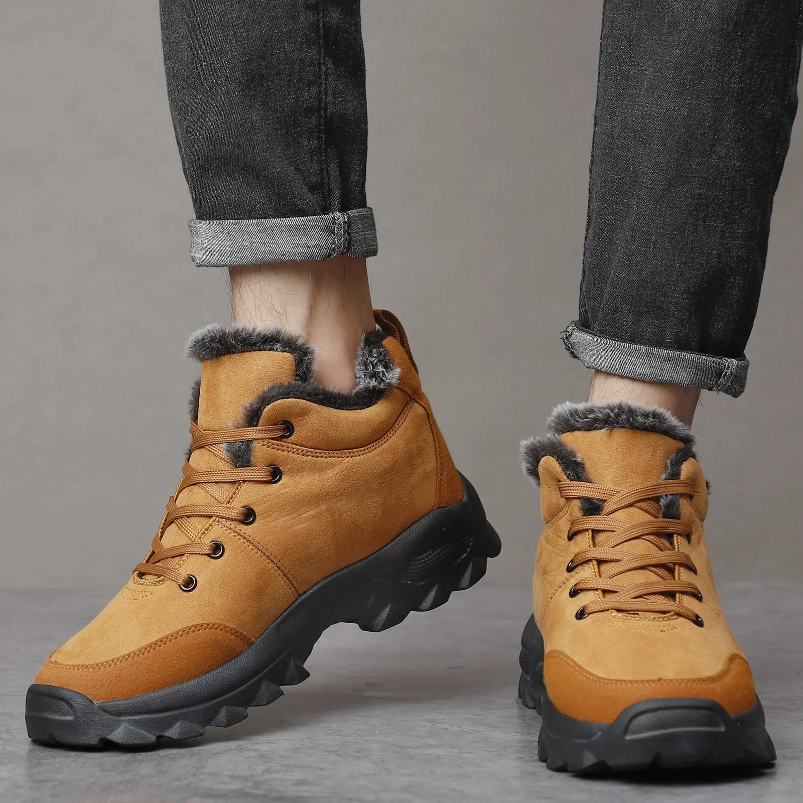 Men Winter Snow Boots with Fur Outdoor Sneakers Men Shoes 2023 New Male Warm Footwear Ankle Boots for Men Botines Botas Hombre - 4