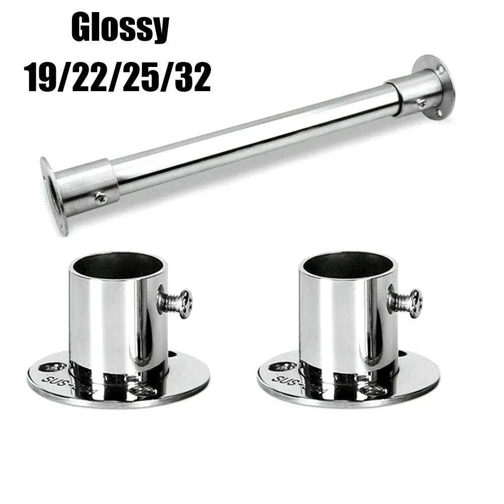 Description Picture 2 of item2pcs  Flange Rail Rod Holder Wardrobe Pole Bracket19-32mm Stainless Steel Pole Socket Shower Curtain Rod End Support Hardware