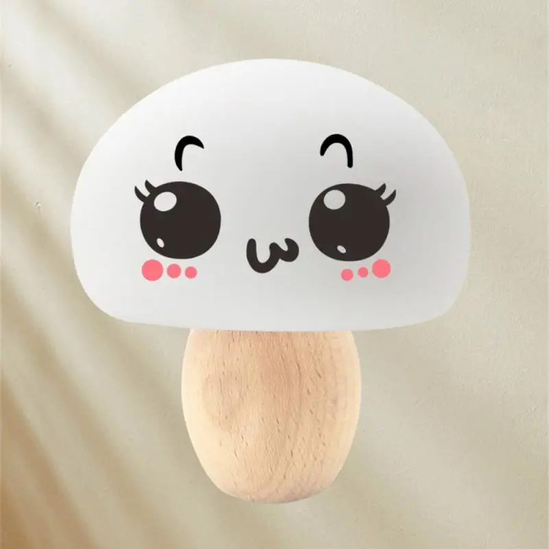 

Silicone LED Night Lamp Brightness Adjustable Mushroom Pat Switch Wooden Base Timing LED Night Light For Children's Gift