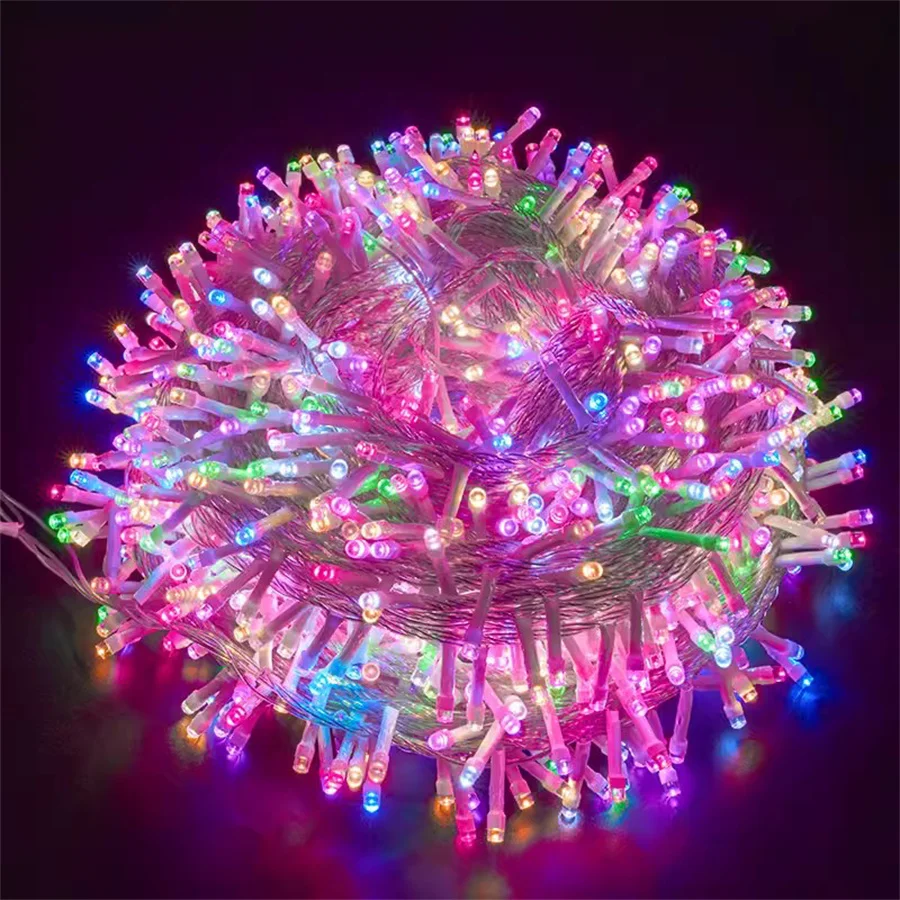thumbnail image 1 of Guirnalda de luces para exteriores, 100 m, 200 m, 500 m, 600 m, resistente al agua, con luces parpadeantes navideñas, para enchufar, para bodas y fiestas, 220 V, 1 of 5