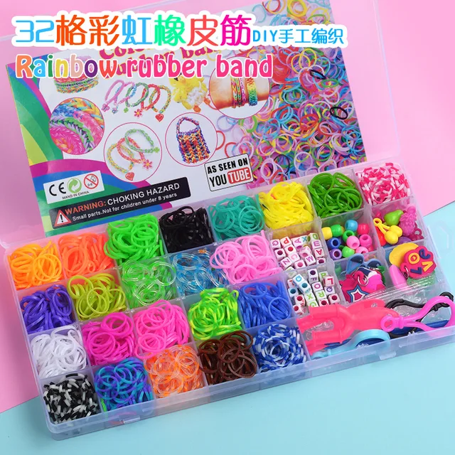 600-1500pcs+ Colorful Loom Bands Set Candy Color Bracelet Making Kit DIY Rubber Band Woven Bracelet Kit Girls Craft Toys Gifts 3