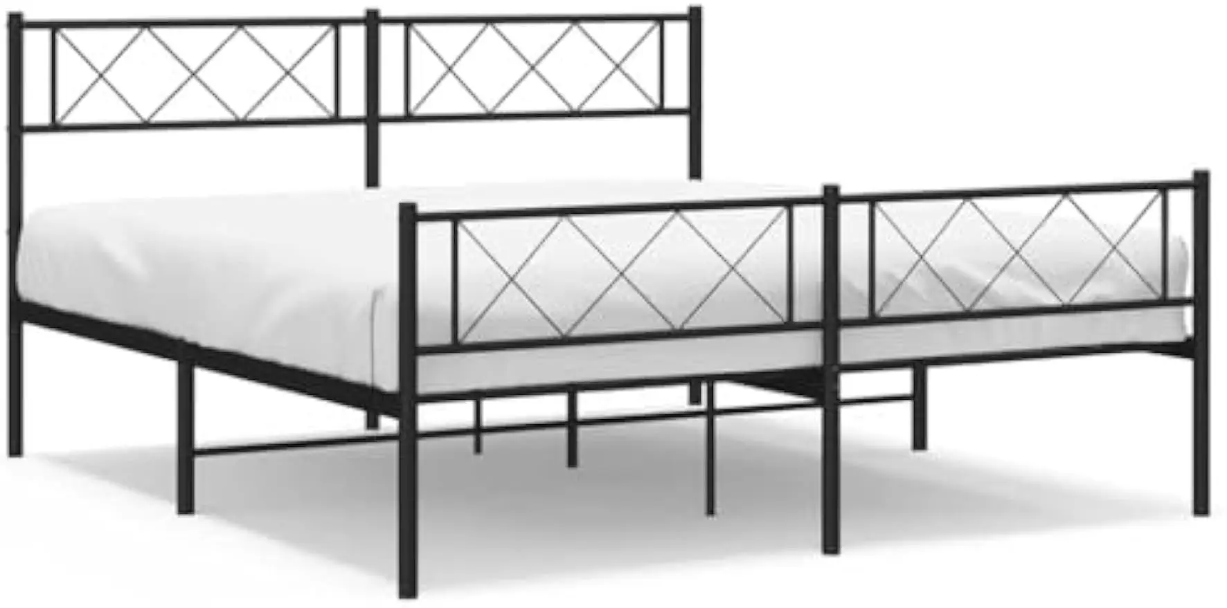 Metal Bed Frame Without Mattress with Footboard Black Platform Bed Supportive Mattress Base ﻿ Bedstead 53.1"x74.8"