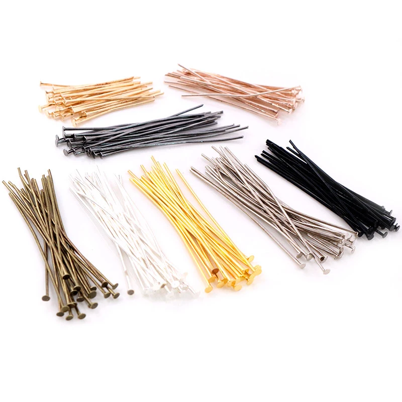 200pcs Flat Head Pins – 20-60mm in Bronze, Rhodium, Black, Gold, Silver for DIY Jewelry 2