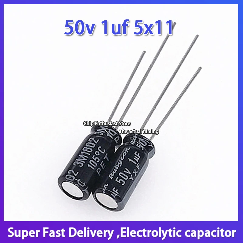 

10pcs Rubycon imported aluminum electrolytic capacitor 50v 1uf 5x11 ruby yxf 1uF 50V high frequency 5*11