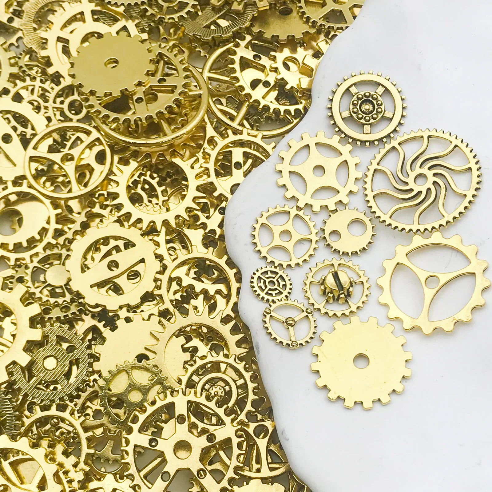 Randomly Mix (About 30/50g) Mix Size Metal Mechanical Steampunk Cogs Gears Charms Pendant For DIY Jewelry Making Accessories