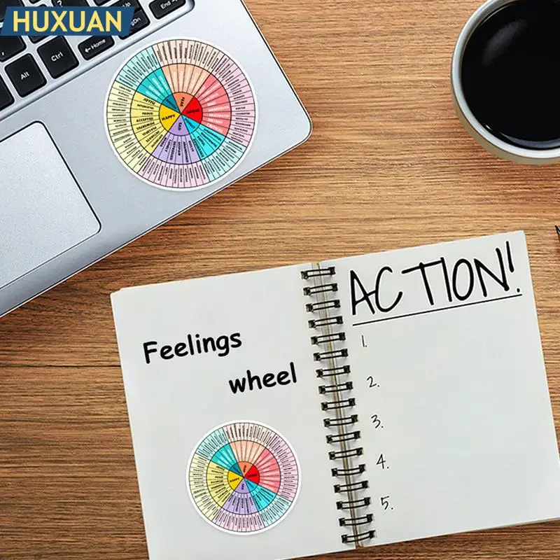 2Pcs Colorful Mood Wheel Sticker Quote Psychology Art Wall Decoration Laptop Scrapbooking Graffiti Decal Mental Emotion Stickers