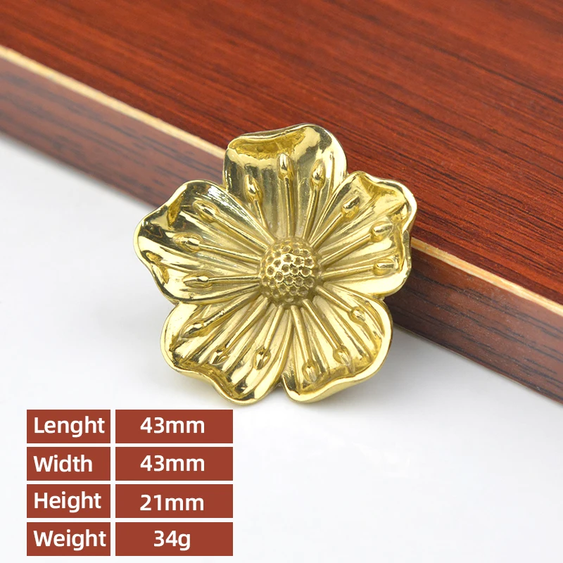 Brass Flower Ormolu Furniture Hardware Gold Mount Clover Flower Antique STYLE 3" 
