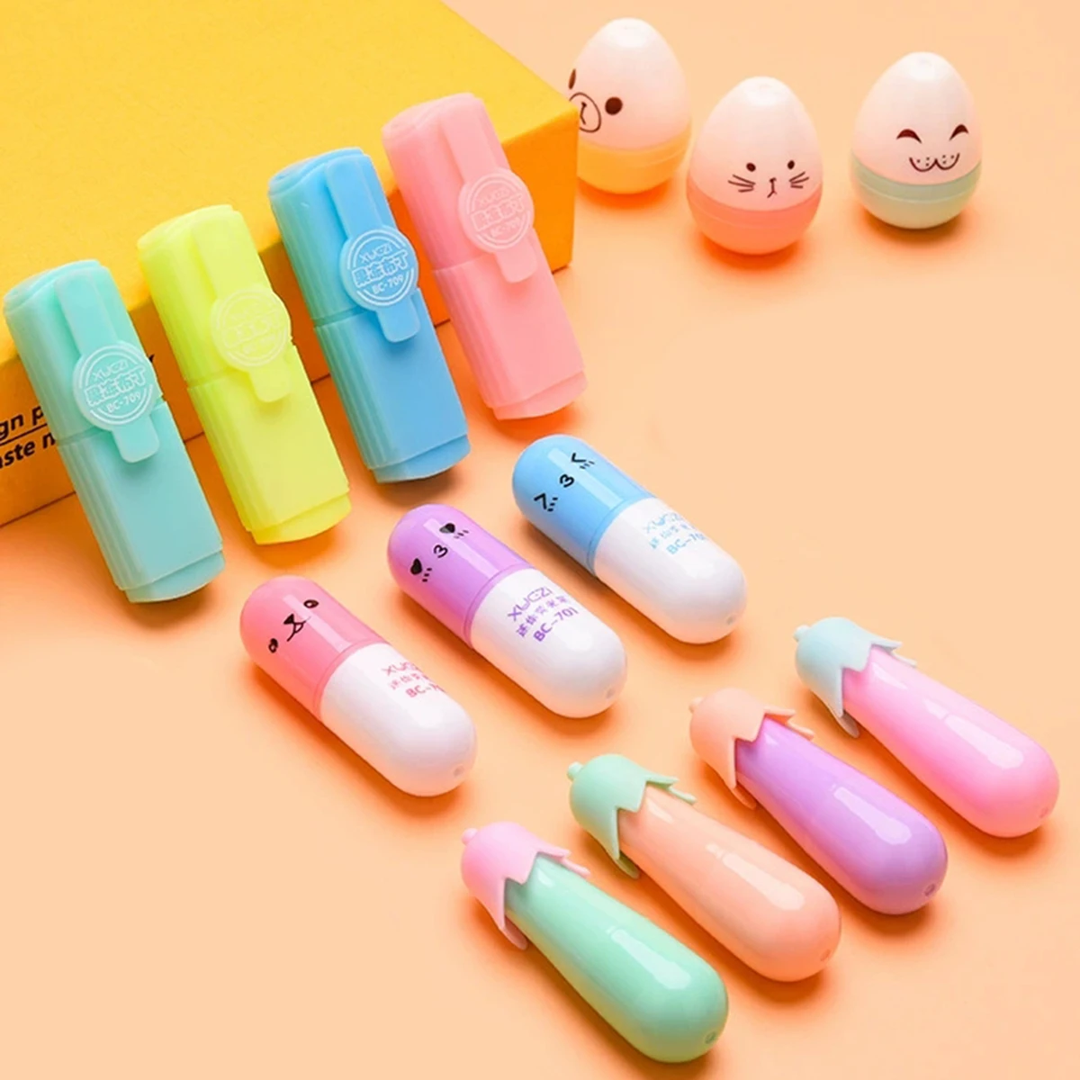 Highlighter Pen 6PCS/Set Leaves Mushroom Cute Kawaii Chalk Marker Pens Stationery School Supplies