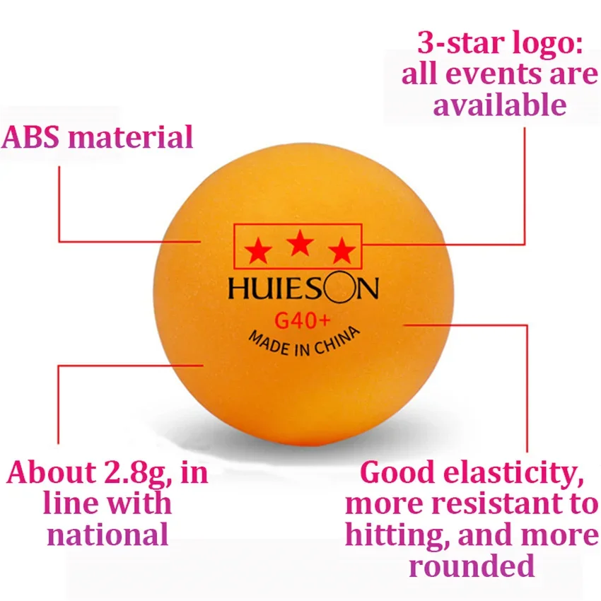 Description Picture 3 of item100Pcs Huieson 3 Star Ping Pong Balls ABS+ Material Professional Table Tennis Balls TTF Standard Table Tennis For Competition