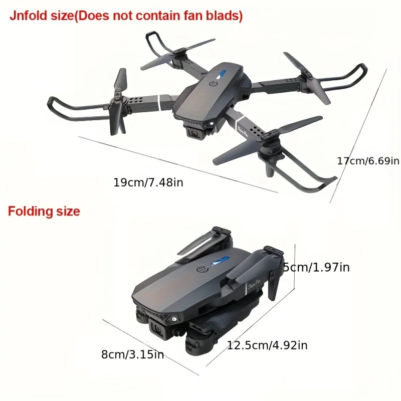 Mini Drone E88 Dual Camera Drone，ABS Material，USB Rechargeable Lithium Battery，Foldable Body，Easy to Understand and Operate，Nice - 2