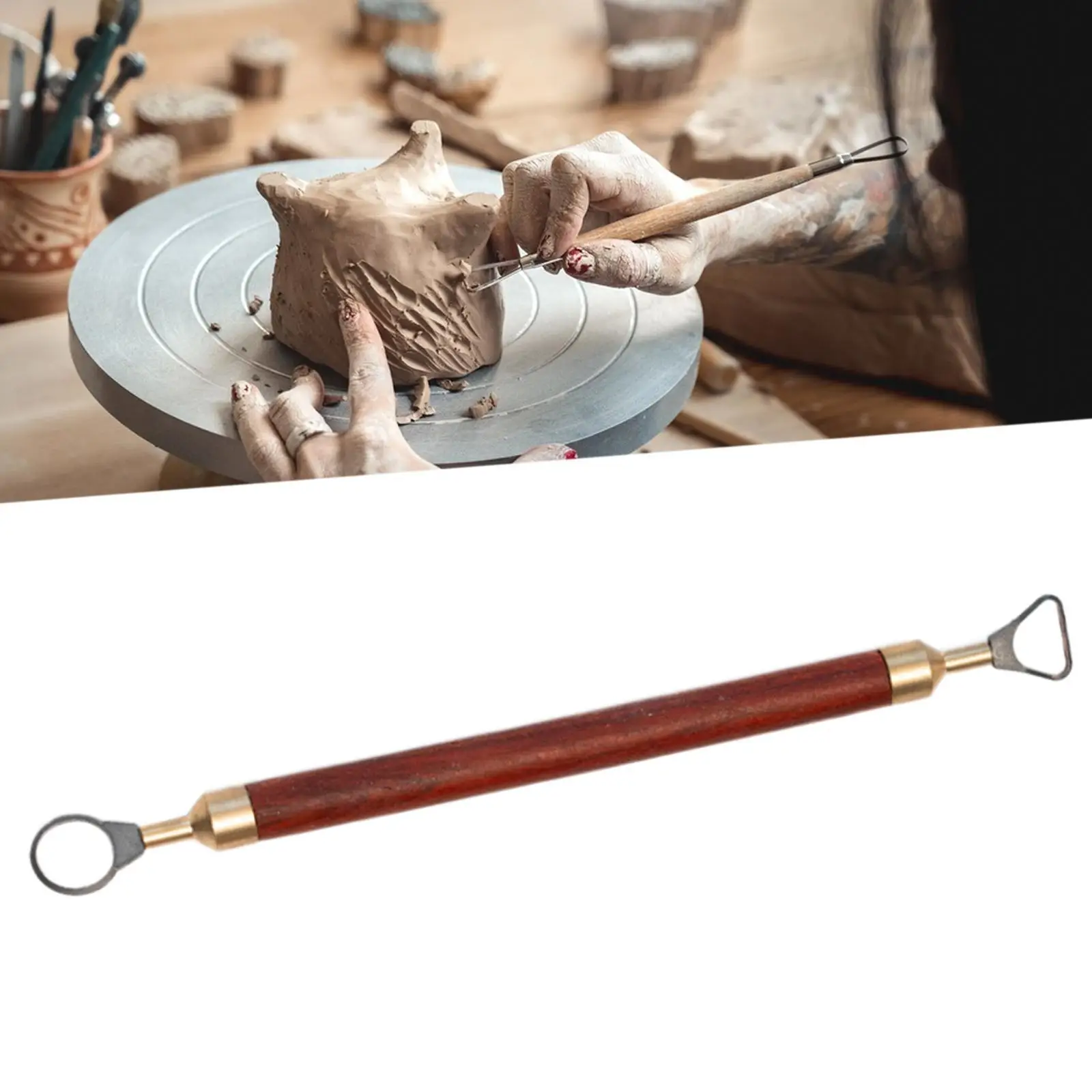 Pottery Cup Handle Modeling Tool Portable Handmade Model Making with Wooden Handle Craft DIY Teacup Mug Handle Sculpture Scraper