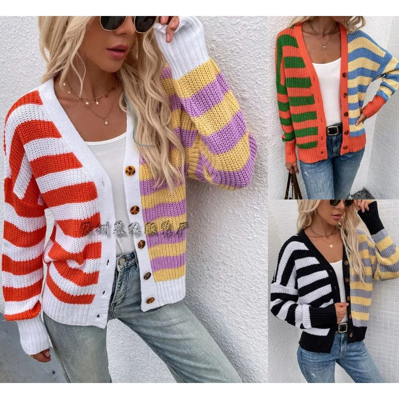 

Autumn and Winter Fashion Loose Cross border Women's Knitwear Single breasted Cardigan Sweater Female