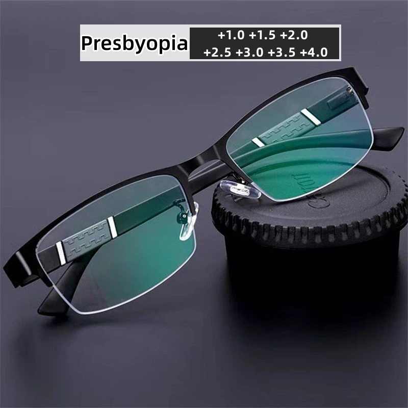 

Vintage Business Style Reading Glasses High Quality Metal Half Frame Eyeglasses for Men Women Diopter Prescription Eyewear