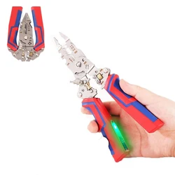 Enhanced Multi - Function Wire Stripper & Crimping Tool with Voltage Testing and Cable Cutting Scissors (13 in 1)