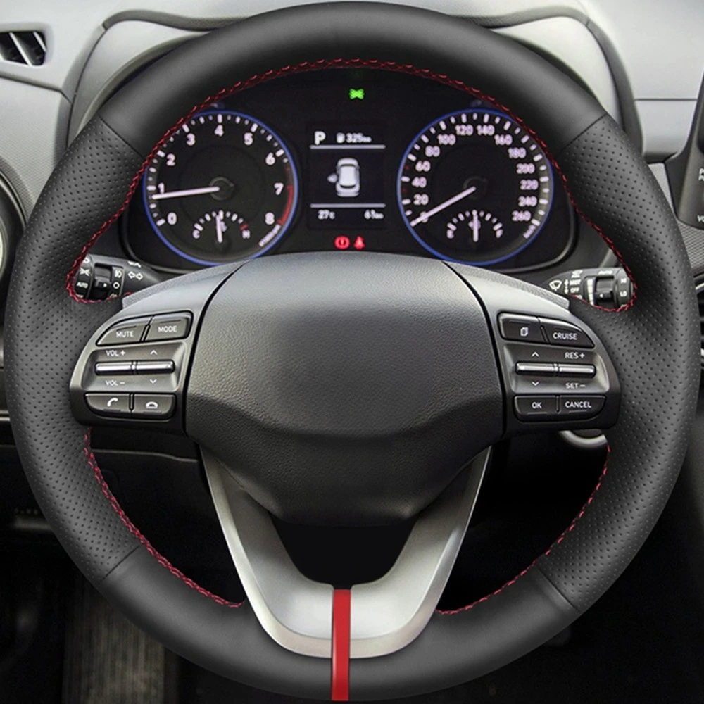 Coprivolante In Pelle Microfibra 38cm Per Hyundai Veloster II E I30 III 2018-2022 - Accessorio Auto - Blu