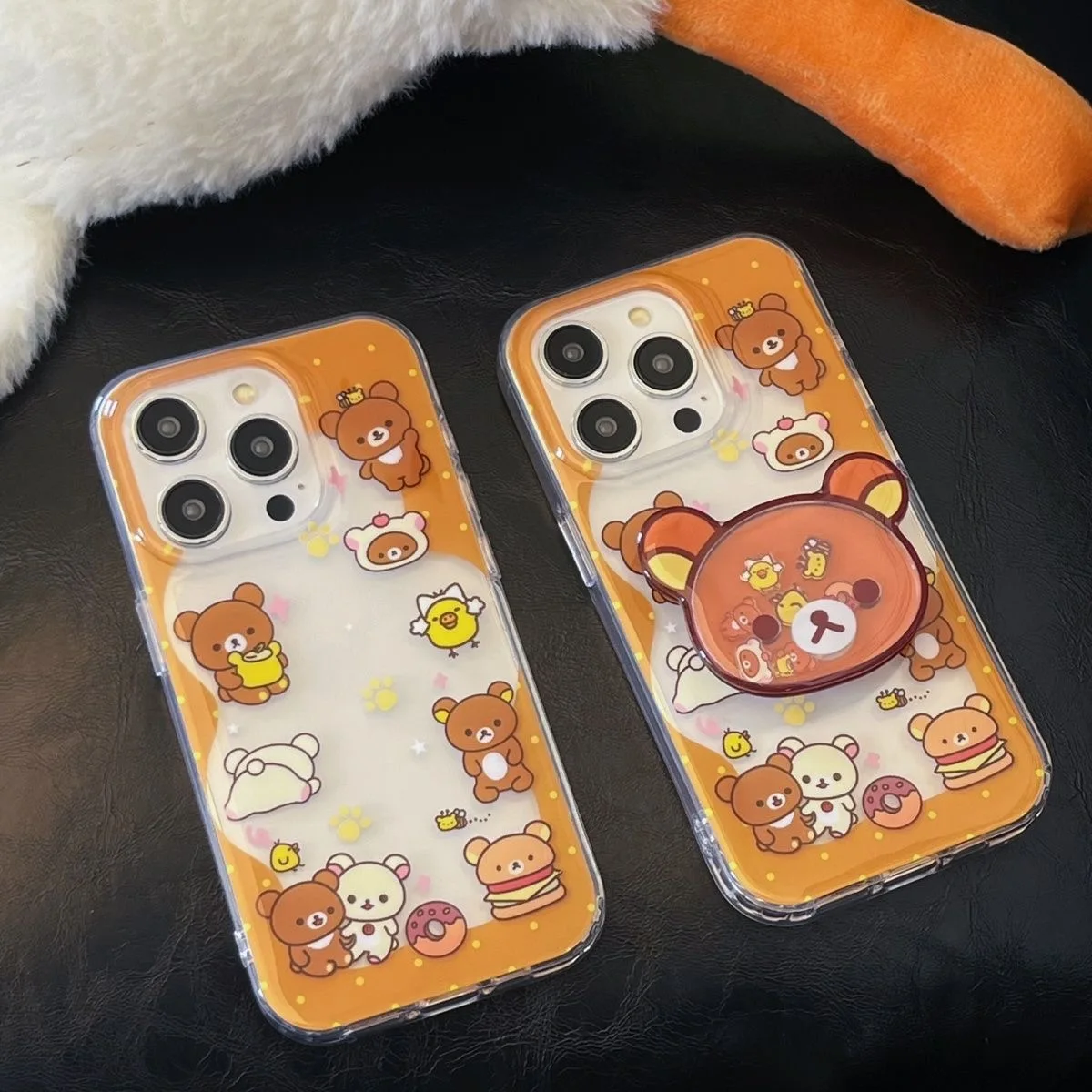 Cartoon Bear Shakeable Grip Tok Holder Phone Case