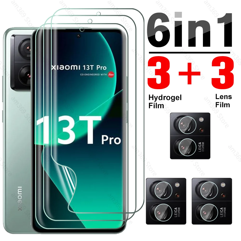 6 In1 Full Glue Hydrogel Film Per Xiaomi 13 T Pro 5G Xiaomi13T Mi 13 Tpro Xiomi 13 T Mi13T Mi13 Tpro Screen Protector Camera Glass