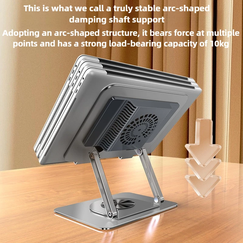 New Rotatable Laptop Metal Stand Laptop Stand with Cooling Fan 360° Rotating Base Foldable & Portable Desktop Laptop Riser Stand