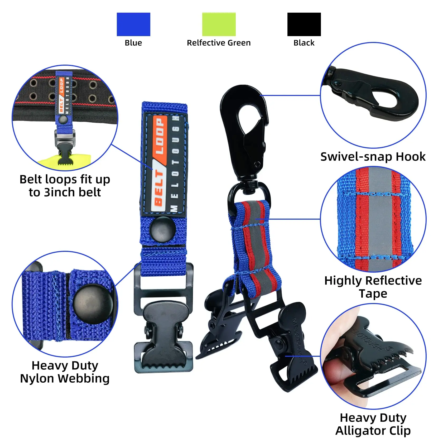 MELOTOUGH Firefighter Glove Strap Work Glove Holder Clip with Leash Swivel Snap Hook,Alligator Clip