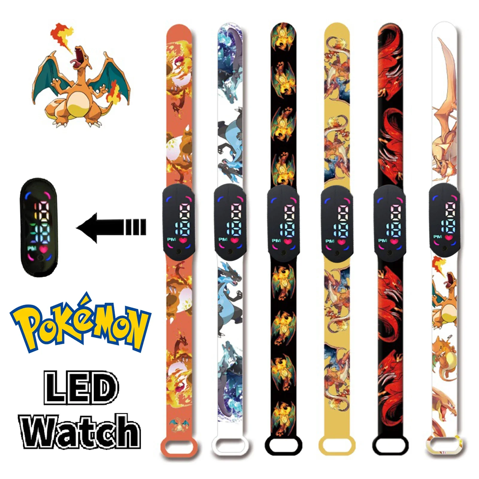 Pokemon Anime Kawaii Pika Chuka Ibabra Jingle Cat Pass Digital Waterproof Led Electronic Boy Girls Watch Kids Birthday Gift Toy