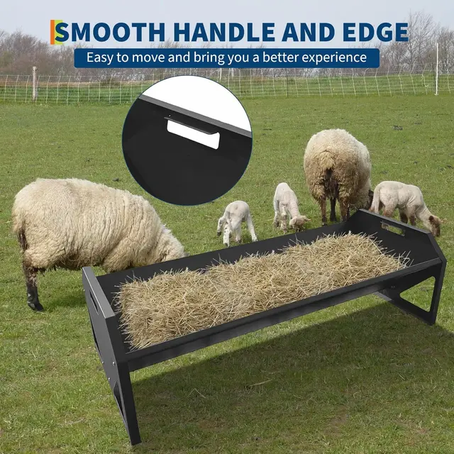 Garvee Heavy Duty 22 Gallon Livestock Feeder, Metal Sheep Feeder for Farm Sheds & Pens, Large Capacity for Goat, Pig, Hog, Horse, Feeds Up to 10 Animals at Once, Black