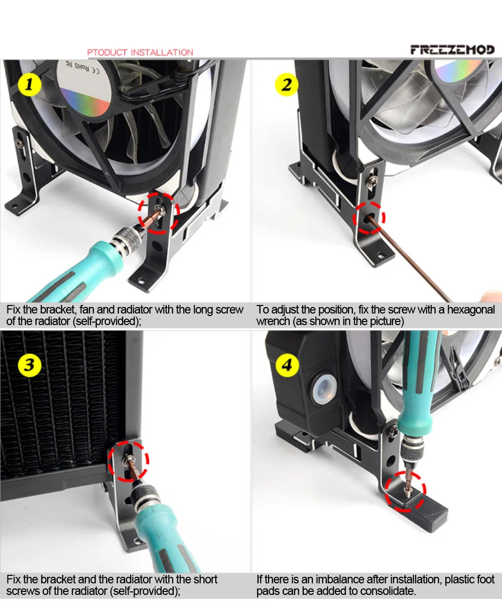 FREEZEMOD-Water Cooling Radiator Bracket, All Aluminum Alloy
