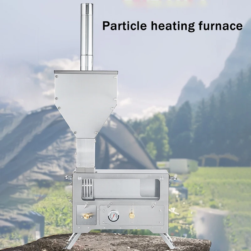 เตาไม้กลางแจ้งเครื่องทําความร้อนสแตนเลสทนทานขนาดกะทัดรัดและแบบพกพาเตาทําอาหารกลางแจ้งน้ําหนักเบา Camping อุปกรณ์ทําอาหาร 1