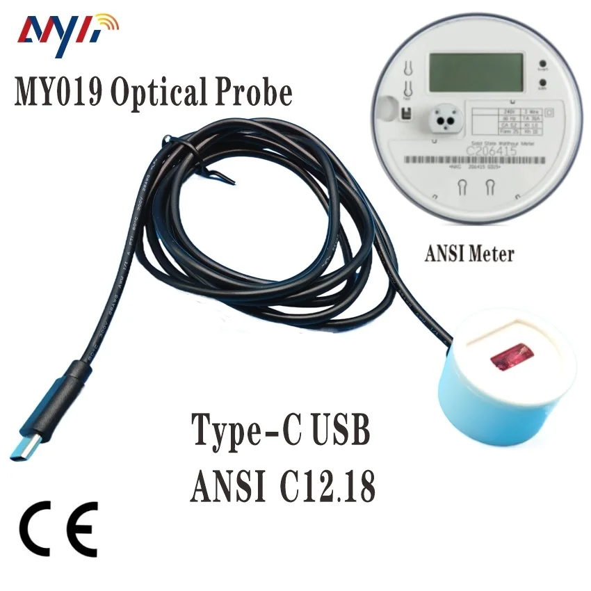 TYPE-C USB IR 적외선 ANSI 타입-2 C12.18 광학 프로브, 원형 소켓 KWH 계량기 판독, WIN7/8/10/11