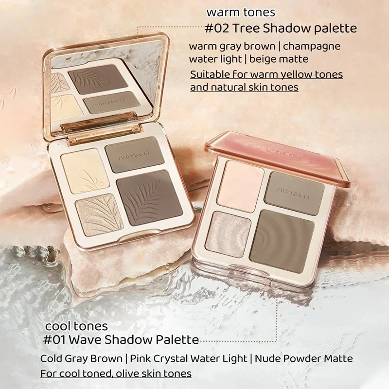 Judydoll 3d Highlighter Contour Bronzer 4 in 1 Palette Nude Makeup Natural Color Rendering Long-Lasting Waterproof Cosmetics