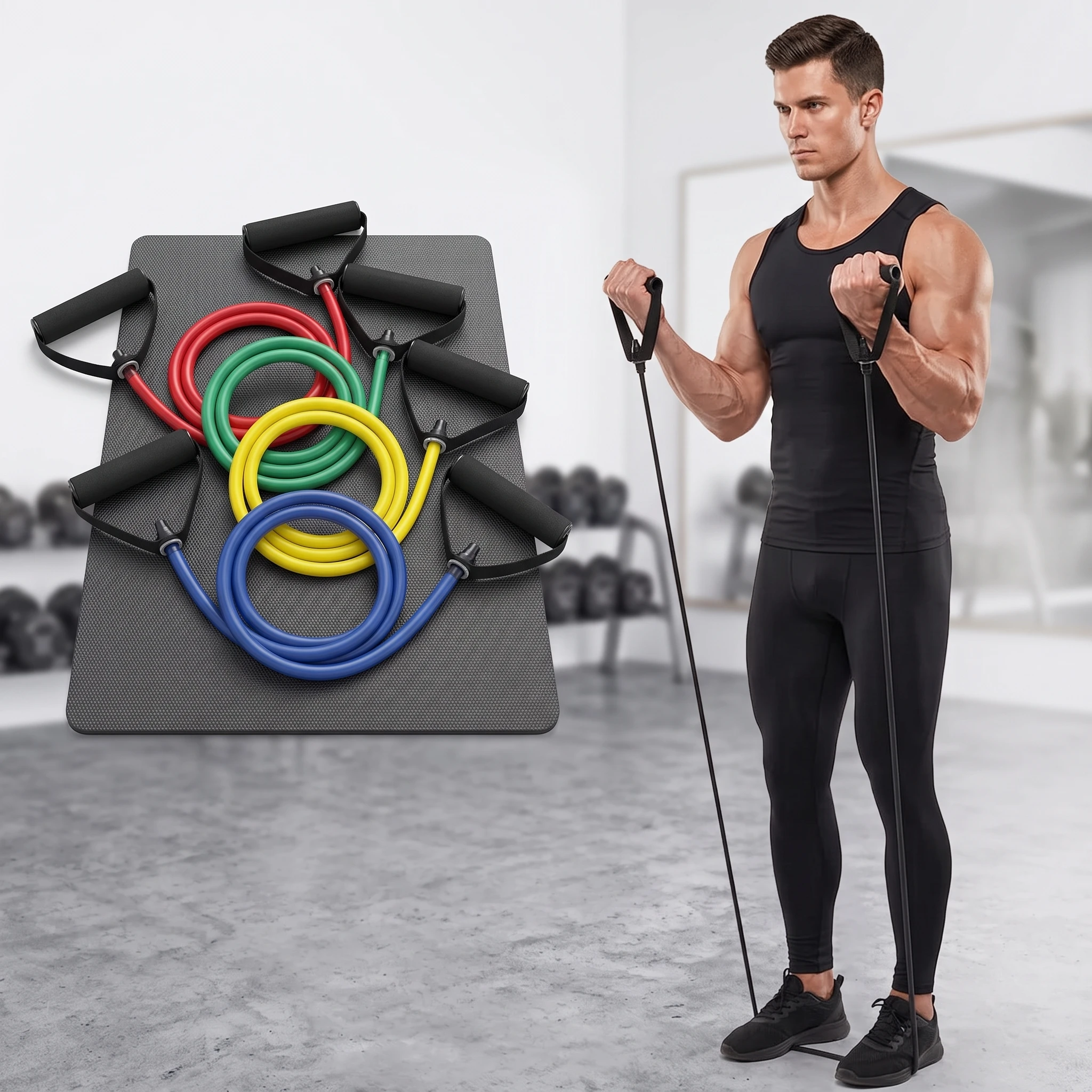 Enhanced Strength Training Resistance Bands with Handles – Home Gym Set
