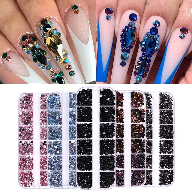 3D Nail Art Gems Glitter Diamond Manicure Decor Rhinestones Flatback AB  Crystal