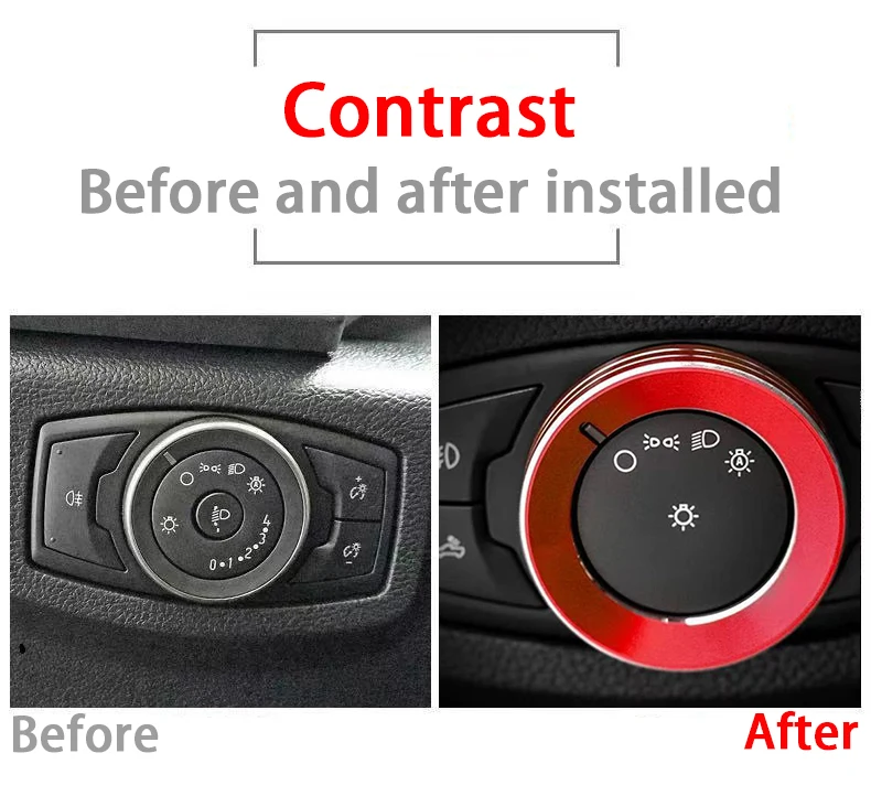 Auto Scheinwerfer Einstellung Knopf Dekoration Ring Für Ford Mustang F150 Focus Escape Fusion Taurus Innen Zubehör Trim Abdeckung – Detail 2