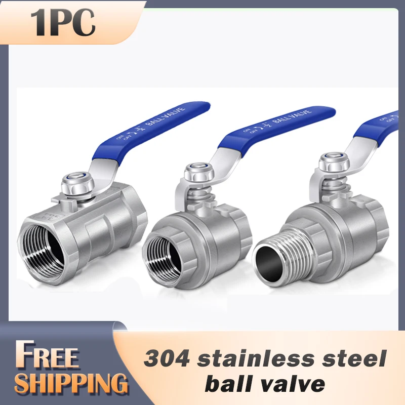 BSPT 1/4 "3/8" 1/2 "3/4" 1 "1-1 1/4" หญิงสแตนเลส SS304 2P/1P Full วาล์วพร้อมที่จับไวนิลด้ายวาล์ว 1