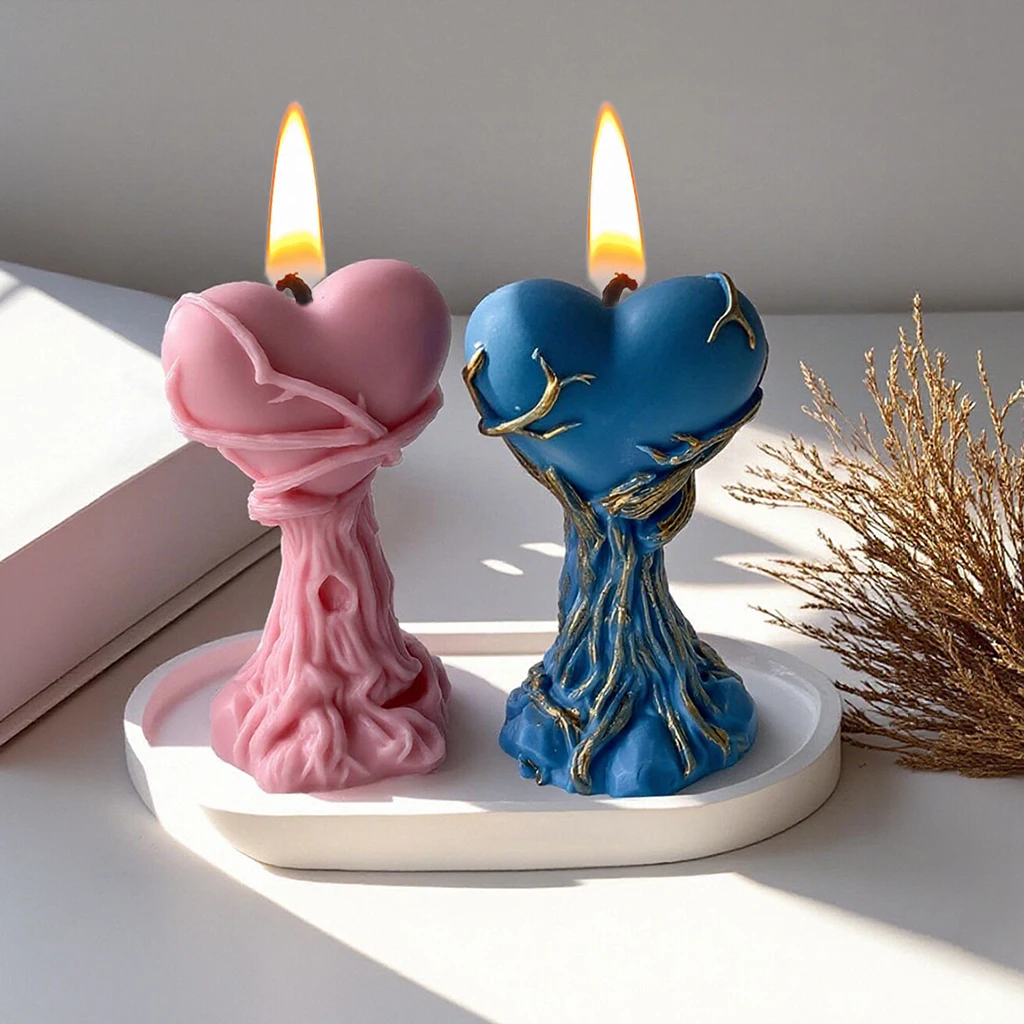 شمعة القلب قالب من السيليكون لتقوم بها بنفسك شجرة قالب القلب هالوين الحب تمثال قالب الروائح الجبس الراتنج قالب عطلة هدية ديكور