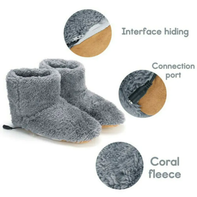 Usb Electric Foot Warmer Men Women Heated Shoes Winter Warm Snow Boots Washable Comfortable Plush Foot Heater Feet Warmer Shoes electric foot warmer