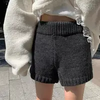 New Loose Knitted Shorts A-Line Bodycon Fit Slimming Pants Soft High Waist Shorts Female Fashion