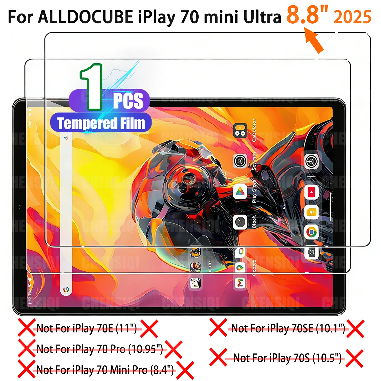 8.8-Inch Ultra HD Clear Tempered Glass Screen Protector, Impact-Resistant Film