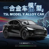 1:24 Tesla Model Y High Simulation Diecast Metal Alloy Model car Sound Light Pull Back Collection Kids Toy Gifts 1