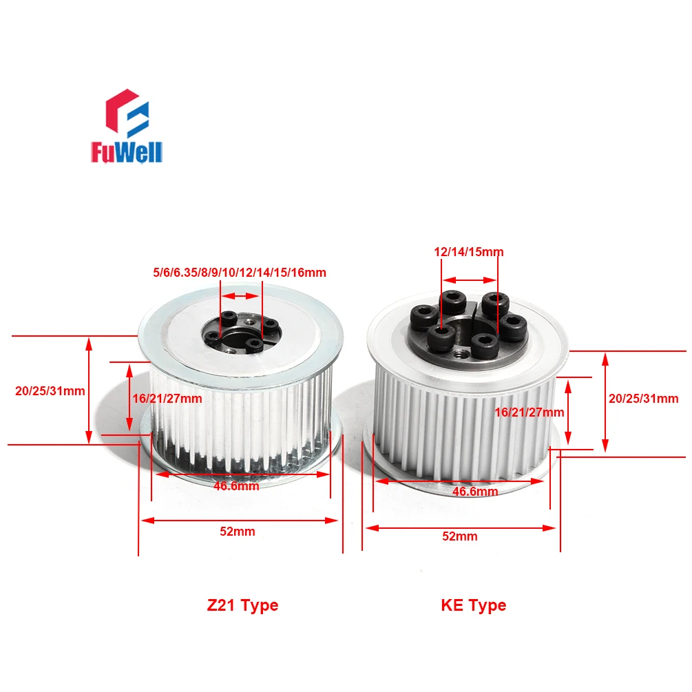 Description Picture 2 of itemTiming Pulley Keyless HTD 5M-30T Synchronous Belt Pulley 16/21/27mm Belt Width 5/6/8/10/12/15mm Bore 30Teeth Transmission Pulley