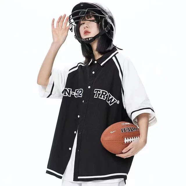 Source Women football jersey dresses oversize American Football T-Shirt  Jersey Black Short Sleeve Football Baseball Jersey on m.